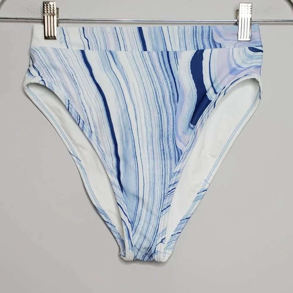 L*SPACE • Marble Blue White Frenchi Bitsy Bikini Bottom NEW Sz M - Picture 3 of 9
